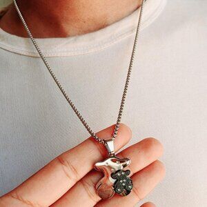 Retro Silver Color Metal Chain Pendant Necklace